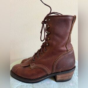 Vintage Durango lace-up packer western boots Womens size 7